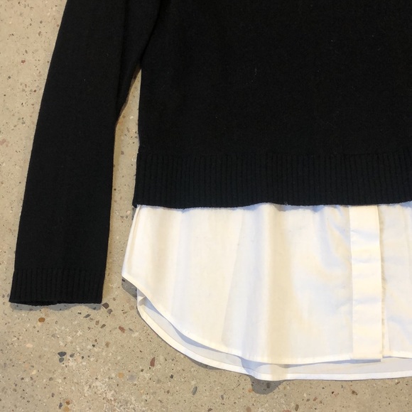 Saks Fifth Avenue Black Wool Blend Twofer Turtleneck Sweater - Picture 4 of 13